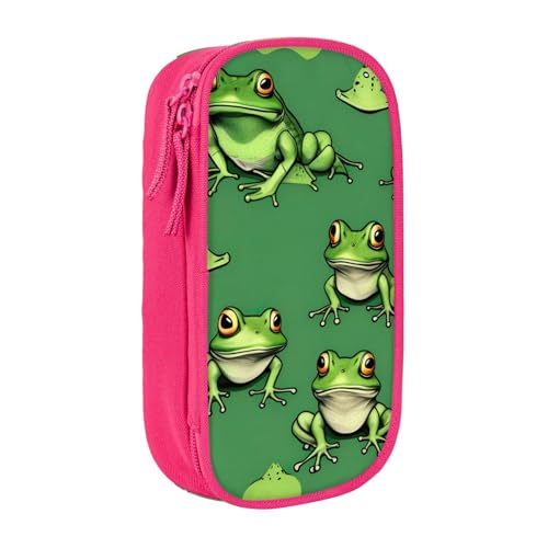Lootpe Lustiges Federmäppchen mit grünem Frosch-Aufdruck, Aufbewahrungstasche, großes Fassungsvermögen, tragbare Büro-Stifttasche mit Reißverschluss von Lootpe