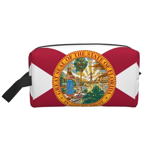 Lootpe Make-up-Tasche, Motiv: Flagge von Florida, tragbare Reise-Make-up-Tasche, Kulturbeutel, große Make-up-Tasche für Damen von Lootpe