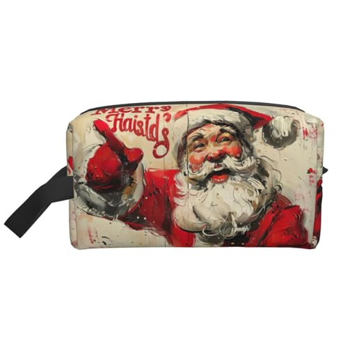 Lootpe Make-up-Tasche mit Aufdruck "Merry Christmas", tragbare Reise-Make-up-Tasche, Kulturbeutel, große Make-up-Tasche für Damen von Lootpe