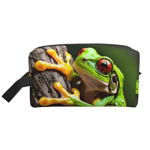 Lootpe Make-up-Tasche mit Baumfrosch-Motiv, tragbar, Reise-Make-up-Tasche, Kulturbeutel, große Make-up-Tasche für Damen von Lootpe