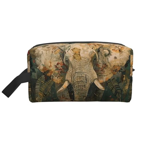 Lootpe Make-up-Tasche mit Elefanten-Aufdruck, tragbare Reise-Make-up-Tasche, Kulturbeutel, große Make-up-Tasche für Damen von Lootpe