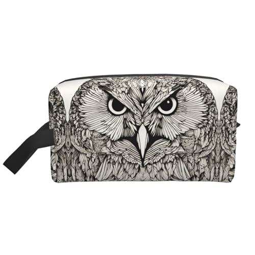 Lootpe Make-up-Tasche mit Eulen-Motiv, tragbare Reise-Make-up-Tasche, Kulturbeutel, große Make-up-Tasche für Damen von Lootpe