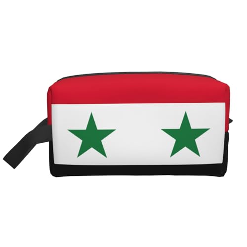 Lootpe Make-up-Tasche mit Flagge der Arabischen Republik Syrien, tragbare Reise-Make-up-Tasche, Kulturbeutel, große Make-up-Tasche für Damen von Lootpe