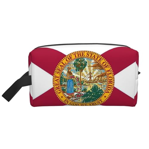 Lootpe Make-up-Tasche mit Florida-Staatsflaggen-Druck, tragbare Reise-Make-up-Tasche, Kulturbeutel, große Make-up-Tasche für Damen von Lootpe