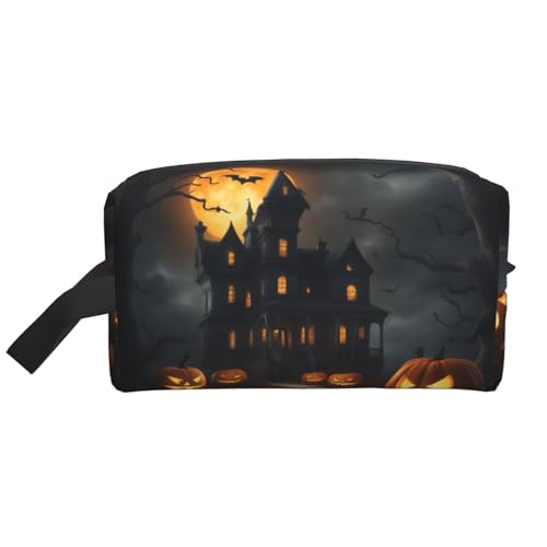 Lootpe Make-up-Tasche mit Halloween-Horror-Druck, tragbare Reise-Make-up-Tasche, Kulturbeutel, große Make-up-Tasche für Damen von Lootpe