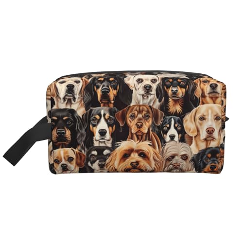Lootpe Make-up-Tasche mit Hundemuster, tragbare Reise-Make-up-Tasche, Kulturbeutel, große Make-up-Tasche für Damen von Lootpe