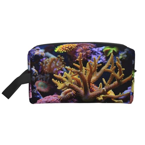 Lootpe Make-up-Tasche mit Korallenriff-Aufdruck, tragbare Reise-Make-up-Tasche, Kulturbeutel, große Make-up-Tasche für Damen von Lootpe