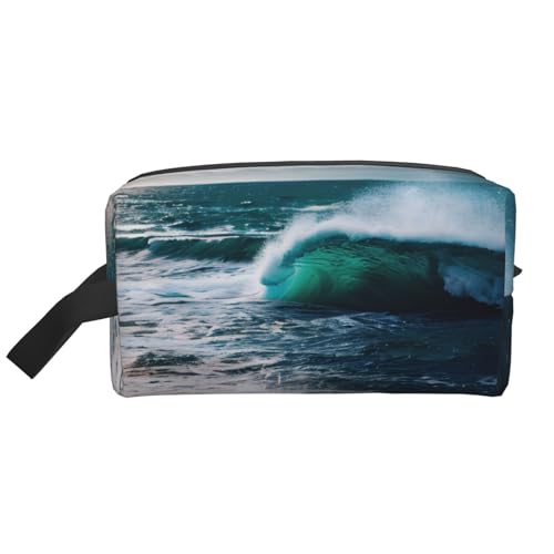 Lootpe Make-up-Tasche mit Meerwasserdruck, tragbare Reise-Make-up-Tasche, Kulturbeutel, große Make-up-Tasche für Damen von Lootpe