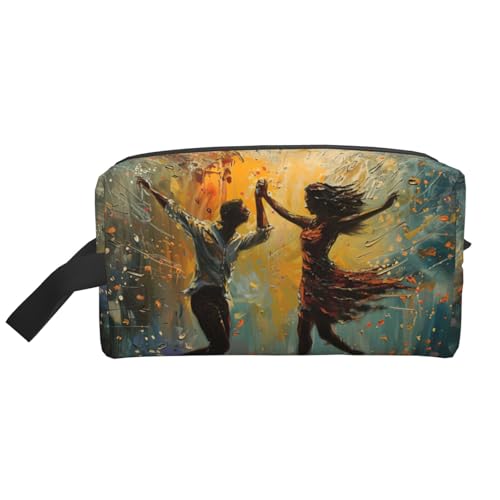 Lootpe Make-up-Tasche mit Musikaufdruck, tragbare Reise-Make-up-Tasche, Kulturbeutel, große Make-up-Tasche für Damen von Lootpe