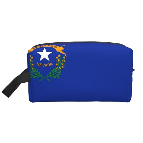 Lootpe Make-up-Tasche mit Nevada-Flaggen-Druck, tragbare Reise-Make-up-Tasche, Kulturbeutel, große Make-up-Tasche für Damen von Lootpe