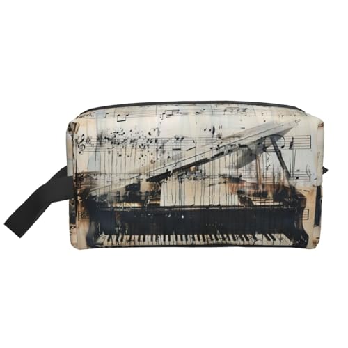 Lootpe Make-up-Tasche mit Noten-Druck, tragbare Reise-Make-up-Tasche, Kulturbeutel, große Make-up-Tasche für Damen von Lootpe