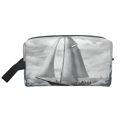 Lootpe Make-up-Tasche mit Ozean-Segeldruck, tragbare Reise-Make-up-Tasche, Kulturbeutel, große Make-up-Tasche für Damen von Lootpe