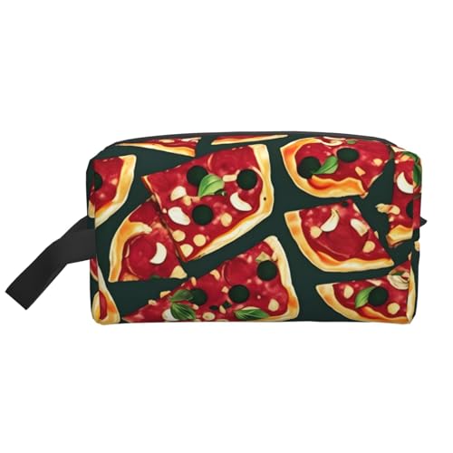 Lootpe Make-up-Tasche mit Pizza-Muster, tragbare Reise-Make-up-Tasche, Kulturbeutel, große Make-up-Tasche für Damen von Lootpe
