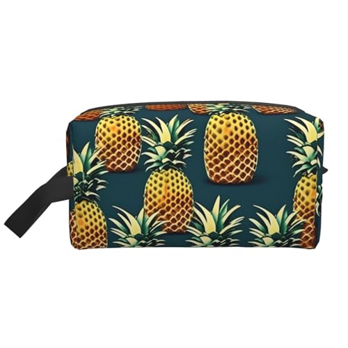 Lootpe Make-up-Tasche mit Retro-Ananas-Druck, tragbare Reise-Make-up-Tasche, Kulturbeutel, große Make-up-Tasche für Damen von Lootpe
