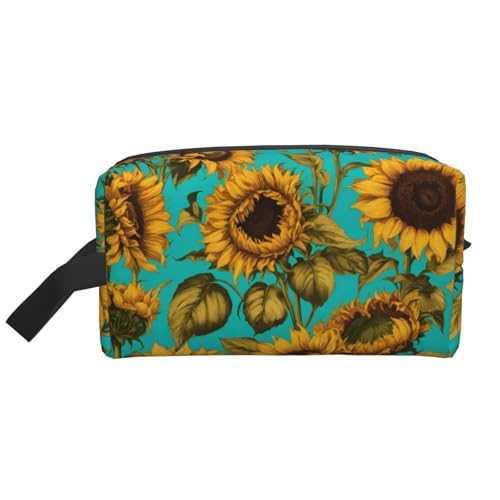 Lootpe Make-up-Tasche mit Sonnenblumen-Druck, tragbare Reise-Make-up-Tasche, Kulturbeutel, große Make-up-Tasche für Damen von Lootpe