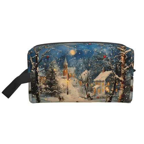 Lootpe Make-up-Tasche mit Weihnachtsmotiv, tragbare Reise-Make-up-Tasche, Kulturbeutel, große Make-up-Tasche für Damen von Lootpe
