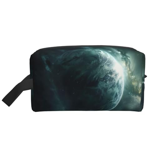Lootpe Make-up-Tasche mit Weltplaneten-Druck, tragbare Reise-Make-up-Tasche, Kulturbeutel, große Make-up-Tasche für Damen von Lootpe