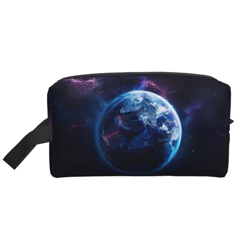 Lootpe Make-up-Tasche mit Weltplaneten-Druck, tragbare Reise-Make-up-Tasche, Kulturbeutel, große Make-up-Tasche für Damen von Lootpe