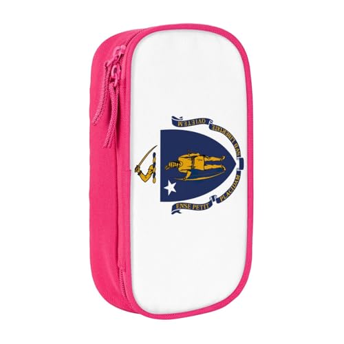 Lootpe Massachusetts Federmäppchen mit Staatsflaggen-Druck, Aufbewahrungstasche, großes Fassungsvermögen, tragbare Büro-Stifttasche mit Reißverschluss von Lootpe