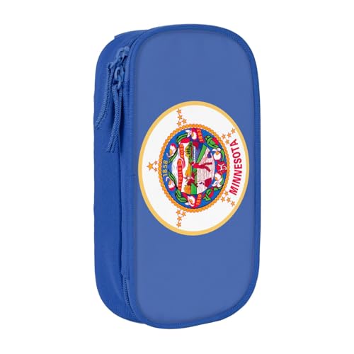 Lootpe Minnesota Federmäppchen mit Staatsflaggen-Druck, Aufbewahrungstasche, großes Fassungsvermögen, tragbare Büro-Stifttasche mit Reißverschluss von Lootpe