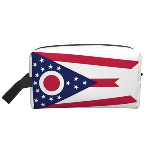 Lootpe Ohio Make-up-Tasche mit Staatsflaggen-Druck, tragbare Reise-Make-up-Tasche, Kulturbeutel, große Make-up-Tasche für Damen von Lootpe