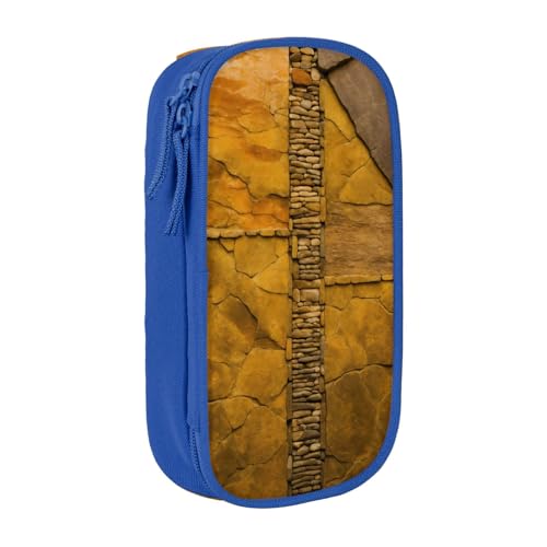 Lootpe Rustikales Federmäppchen mit Ziegelstein-Motiv, Aufbewahrungstasche, großes Fassungsvermögen, tragbare Büro-Stifttasche mit Reißverschluss von Lootpe