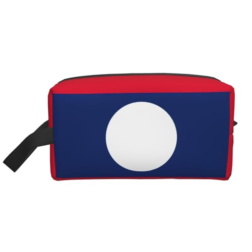 Make-up-Tasche mit Flagge von Laos, tragbare Reise-Make-up-Tasche, Kulturbeutel, große Make-up-Tasche für Damen von Lootpe