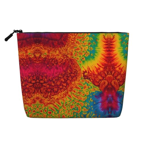 lootpe Batik-Make-up-Tasche mit Hippie-Druck, große Kapazität, Kosmetiktasche für Damen, tragbare Kosmetiktasche, Kulturbeutel von Lootpe