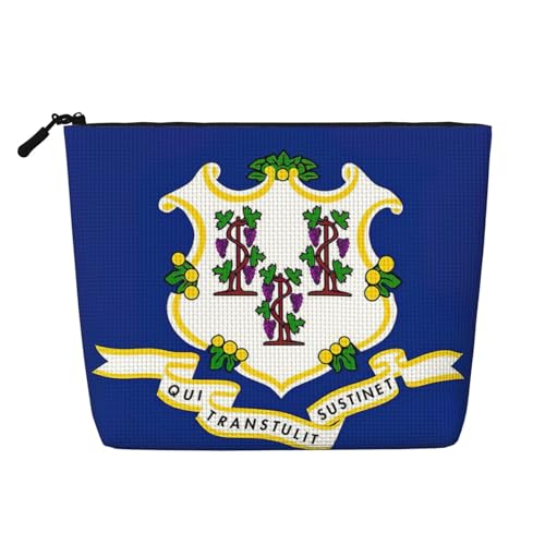 lootpe Connecticut Reise-Make-up-Tasche mit Staatsflaggen-Druck, große Kapazität, Kosmetiktasche für Damen, tragbare Kosmetiktasche, Kulturbeutel von Lootpe