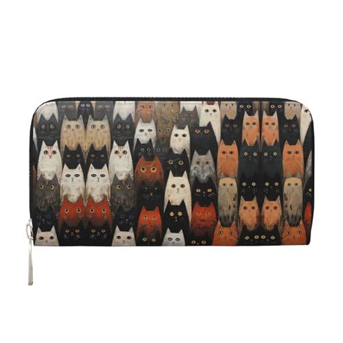 lootpe Damen-Geldbörse mit Katzendruck, Kreditkartenhalter, Handygeldbörse, lange Clutch-Handtasche von Lootpe