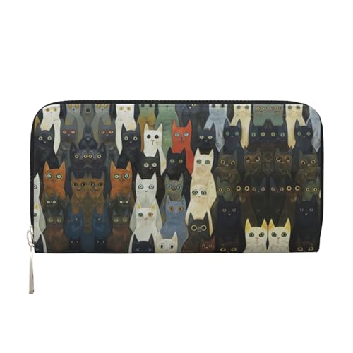 lootpe Damen-Geldbörse mit Katzendruck, Kreditkartenhalter, Handygeldbörse, lange Clutch-Handtasche von Lootpe