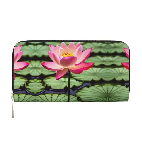 lootpe Damen-Geldbörse mit Lotus-Blumendruck, Kreditkartenhalter, Handygeldbörse, lange Clutch-Handtasche von Lootpe