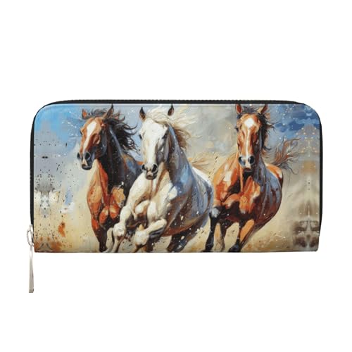 lootpe Damen-Geldbörse mit Pferdemotiv und Kunstdruck, Kreditkartenhalter, Handygeldbörse, lange Clutch von Lootpe