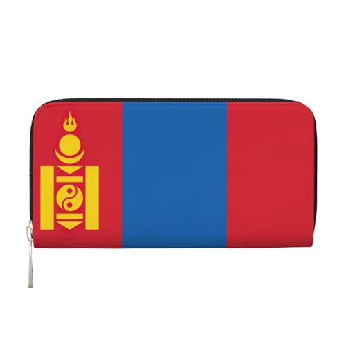 lootpe Damen-Geldbörse mit mongolischer Flagge, Kreditkartenhalter, Handygeldbörse, lange Clutch-Handtasche von Lootpe