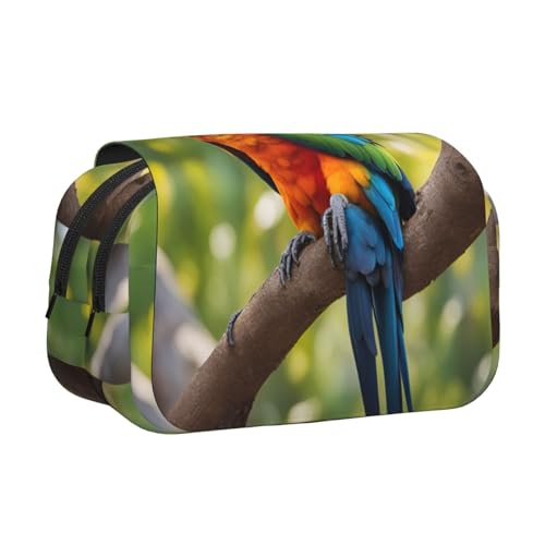 lootpe Fantastisches Federmäppchen mit Papageienfeder-Druck, großes Fassungsvermögen, Markertasche, Schreibwaren-Organizer-Tasche, tragbare Büro-Stifttasche von Lootpe