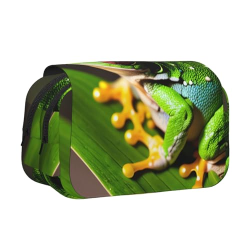 lootpe Federmäppchen, Motiv: Baumfrosch, großes Fassungsvermögen, Markertasche, Schreibwaren-Organizer-Tasche, tragbare Büro-Stifttasche von Lootpe