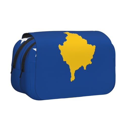 lootpe Federmäppchen, Motiv: Flagge des Kosovo, großes Fassungsvermögen, Markertasche, Schreibwaren-Organizer-Tasche, tragbare Büro-Stifttasche von Lootpe