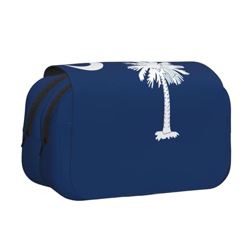 lootpe Federmäppchen, Motiv: South Carolina Flagge, großes Fassungsvermögen, Markertasche, Schreibwaren-Organizer-Tasche, tragbare Büro-Stifttasche von Lootpe