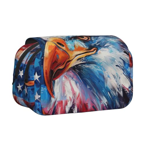 lootpe Federmäppchen, Patriotischer Adleraufdruck, großes Fassungsvermögen, Markertasche, Schreibwaren-Organizer-Tasche, tragbare Büro-Stifttasche von Lootpe