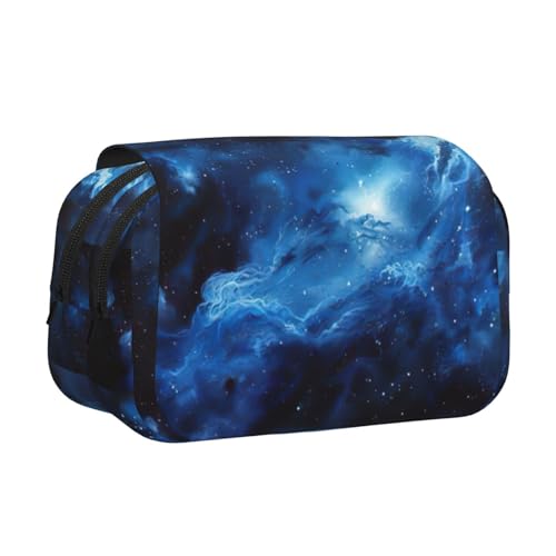 lootpe Federmäppchen, großes Fassungsvermögen, Markertasche, Schreibwaren-Organizer, tragbare Büro-Stifttasche mit blauem Galaxie-Druck von Lootpe