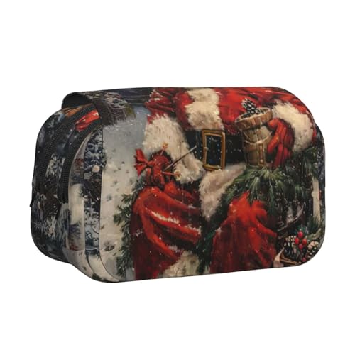 lootpe Federmäppchen mit Aufschrift "Merry Christmas", großes Fassungsvermögen, Markertasche, Schreibwaren-Organizer-Tasche, tragbare Büro-Stifttasche von Lootpe