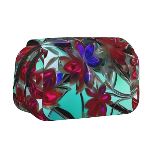 lootpe Federmäppchen mit Blumenmuster, großes Fassungsvermögen, Markertasche, Schreibwaren-Organizer-Tasche, tragbare Büro-Stifttasche von Lootpe