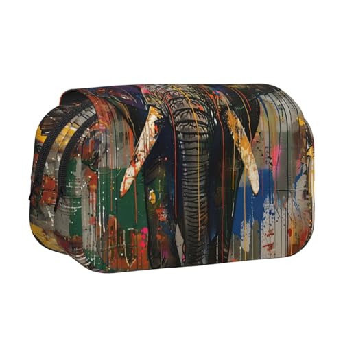 lootpe Federmäppchen mit Elefanten-Aufdruck, großes Fassungsvermögen, Markertasche, Schreibwaren-Organizer-Tasche, tragbare Büro-Stifttasche von Lootpe