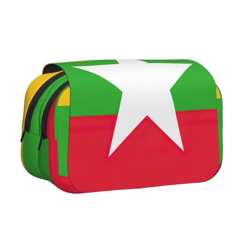 lootpe Federmäppchen mit Flagge von Myanmar, großes Fassungsvermögen, Markertasche, Schreibwaren-Organizer-Tasche, tragbare Büro-Stifttasche von Lootpe