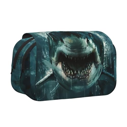 lootpe Federmäppchen mit Hai-Aufdruck, großes Fassungsvermögen, Markertasche, Schreibwaren-Organizer-Tasche, tragbare Büro-Stifttasche von Lootpe