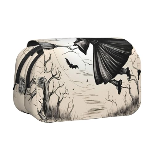 lootpe Federmäppchen mit Halloween-Hexen-Motiv, großes Fassungsvermögen, Markertasche, Schreibwaren-Organizer-Tasche, tragbare Büro-Stifttasche von Lootpe