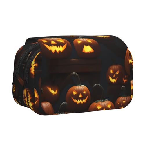 lootpe Federmäppchen mit Halloween-Kürbis-Motiv, großes Fassungsvermögen, Markertasche, Schreibwaren-Organizer-Tasche, tragbare Büro-Stifttasche von Lootpe