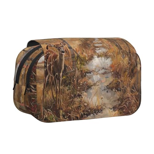 lootpe Federmäppchen mit Hirschmotiv, großes Fassungsvermögen, Markertasche, Schreibwaren-Organizer-Tasche, tragbare Büro-Stifttasche von Lootpe