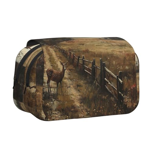 lootpe Federmäppchen mit Hirschmotiv, großes Fassungsvermögen, Markertasche, Schreibwaren-Organizer-Tasche, tragbare Büro-Stifttasche von Lootpe