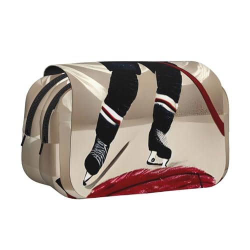 lootpe Federmäppchen mit Hockey-Sportaufdruck, großes Fassungsvermögen, Markertasche, Schreibwaren-Organizer-Tasche, tragbare Büro-Stifttasche von Lootpe